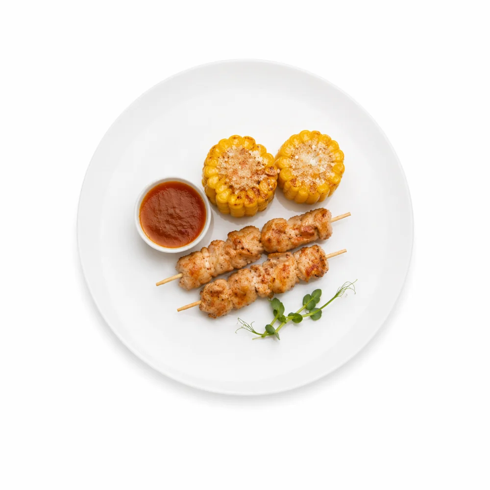 Шашлычки на шпажках с кукурузой